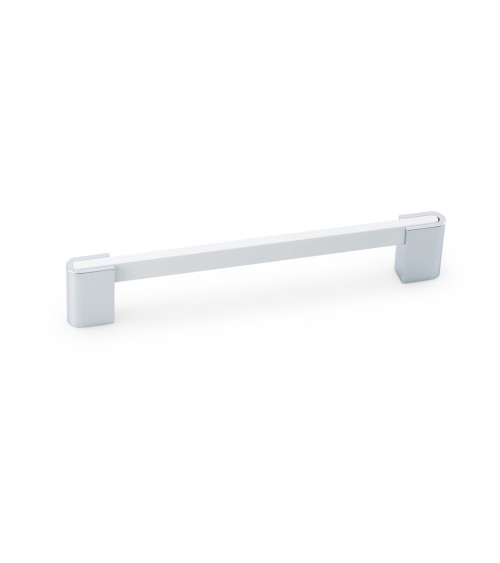 PABLO designer furniture handle in gloss white/polished chrome