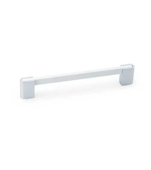 PABLO designer furniture handle in gloss white/polished chrome