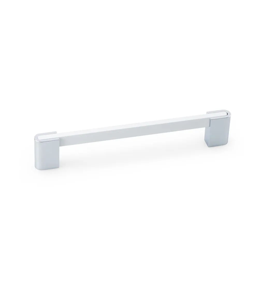 PABLO designer furniture handle in gloss white/polished chrome