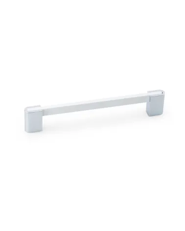 PABLO designer furniture handle in gloss white/polished chrome