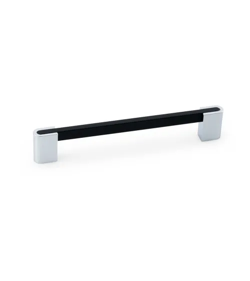 PABLO designer furniture handle in matt black/polished chrome