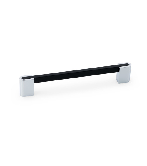 PABLO designer furniture handle in matt black/polished chrome