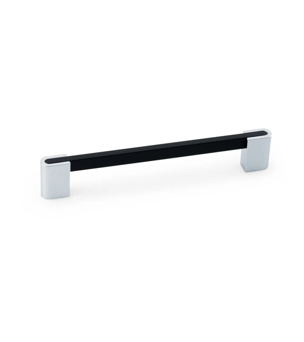 PABLO designer furniture handle in matt black/polished chrome