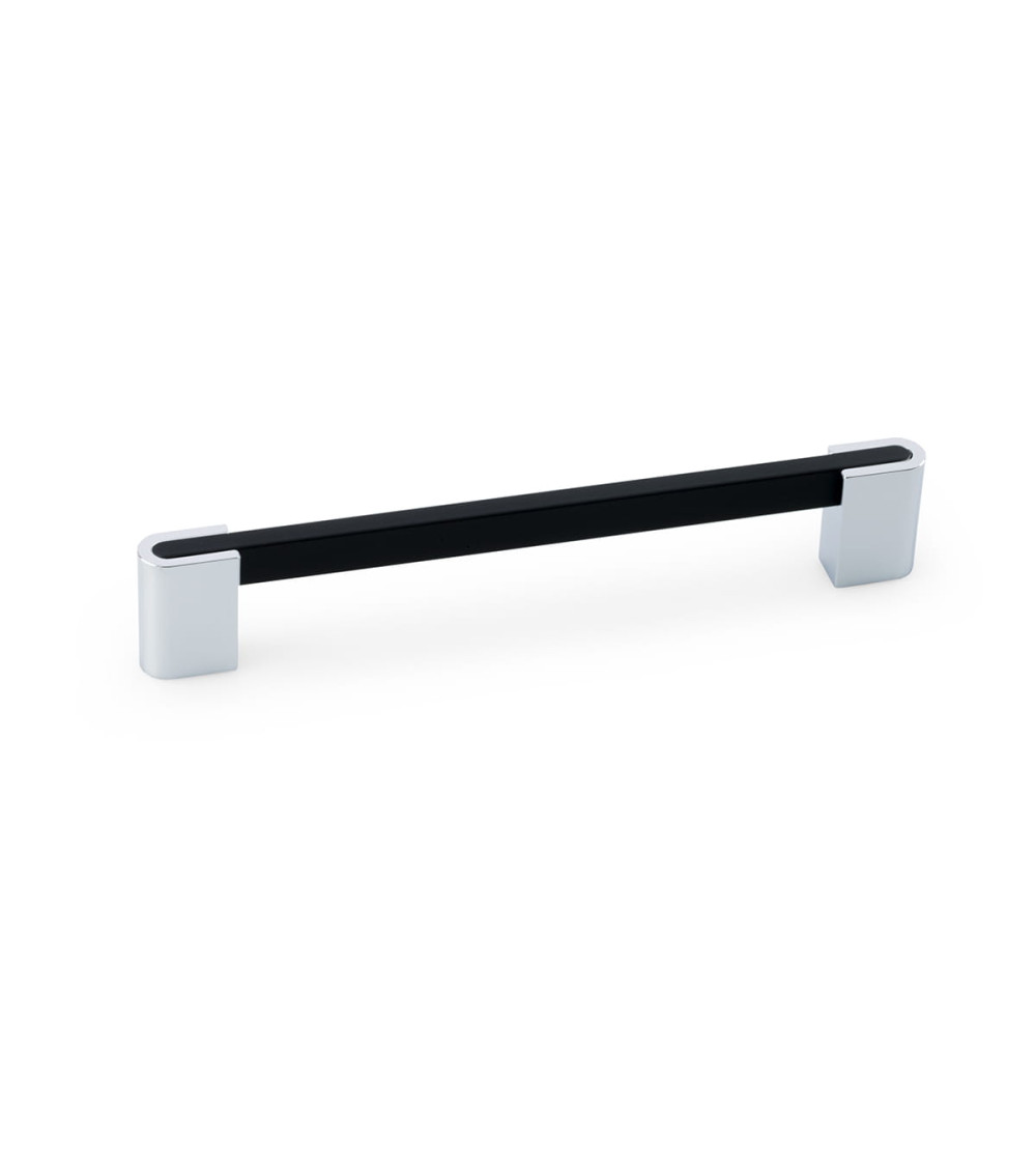 PABLO designer furniture handle in matt black/polished chrome