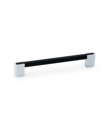 PABLO designer furniture handle in matt black/polished chrome