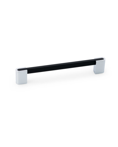 PABLO designer furniture handle in matt black/polished chrome