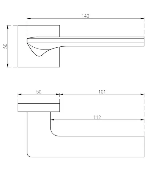 Polished chrome LUNARIA door handle designer handle