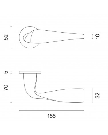 PETUNIA door handle with dimensions