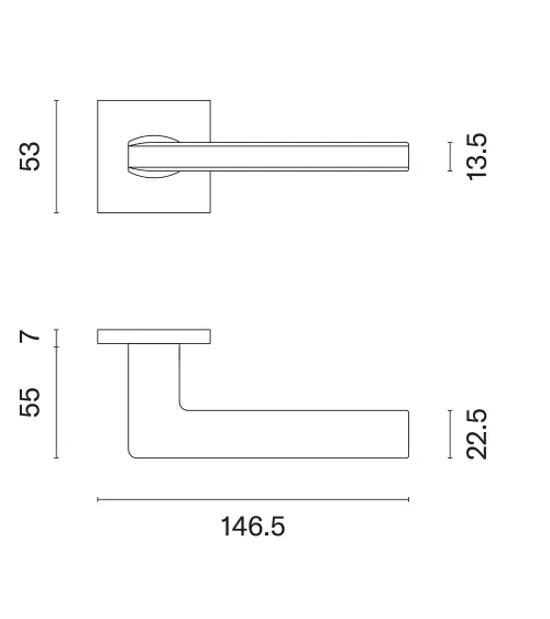Satin chrome door handle PYROLA design hardware