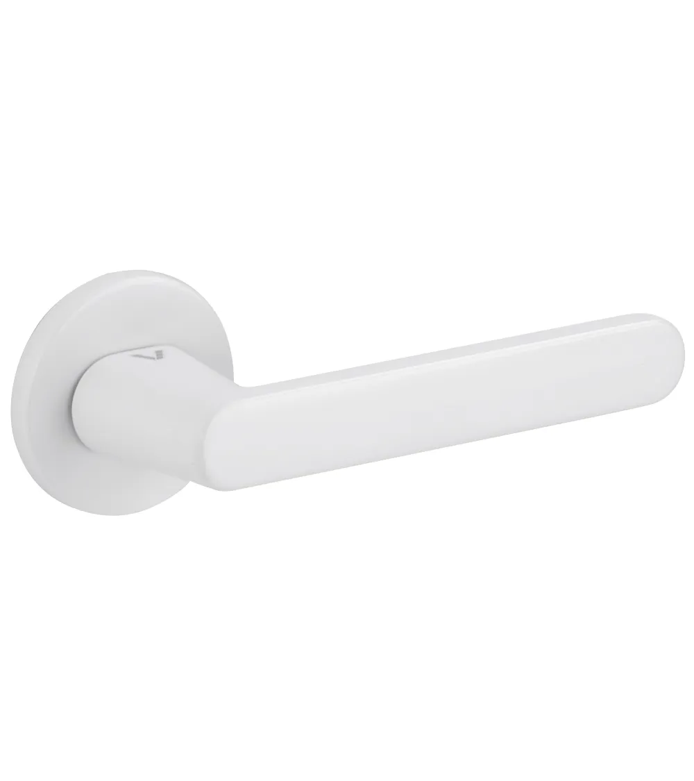 Nesh white door handle designer ironmongery
