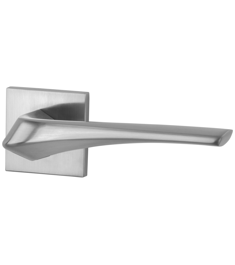 Heavy satin chrome door handle designer ironmongery