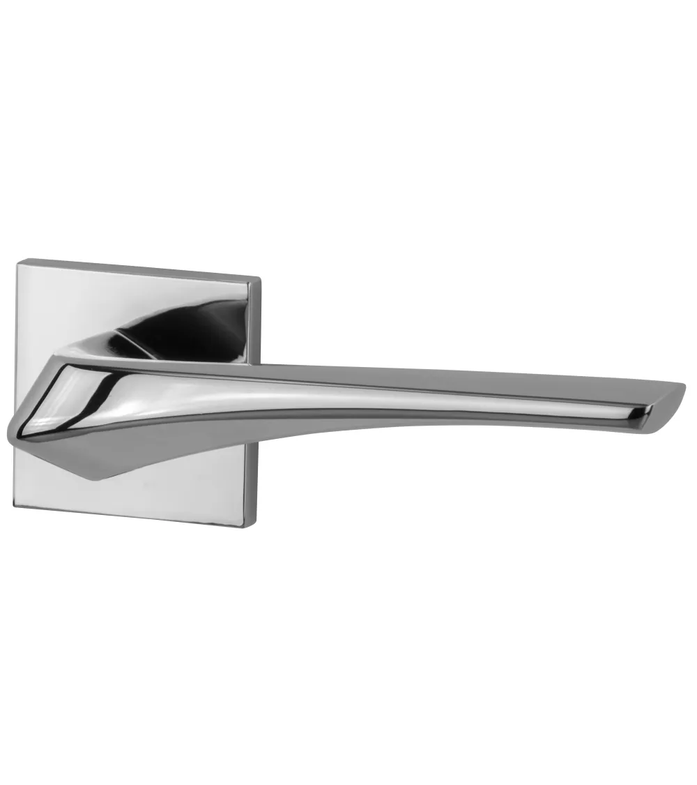 Heavy polished chrome door handle designer ironmongery