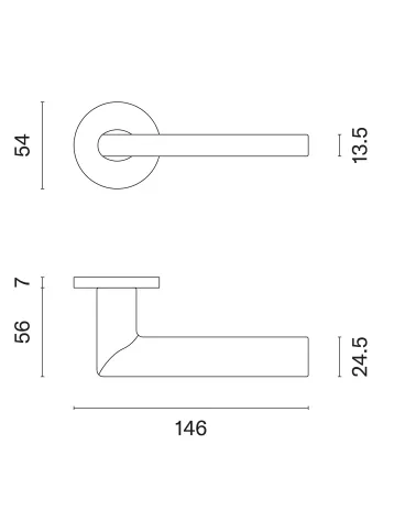 KALMIA door handle with dimensions