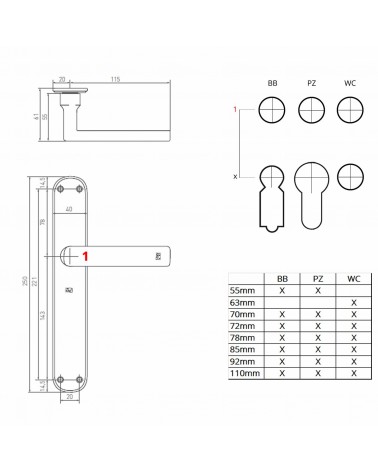 Black handle on classic fingerplate P1930/P40 - designer handle
