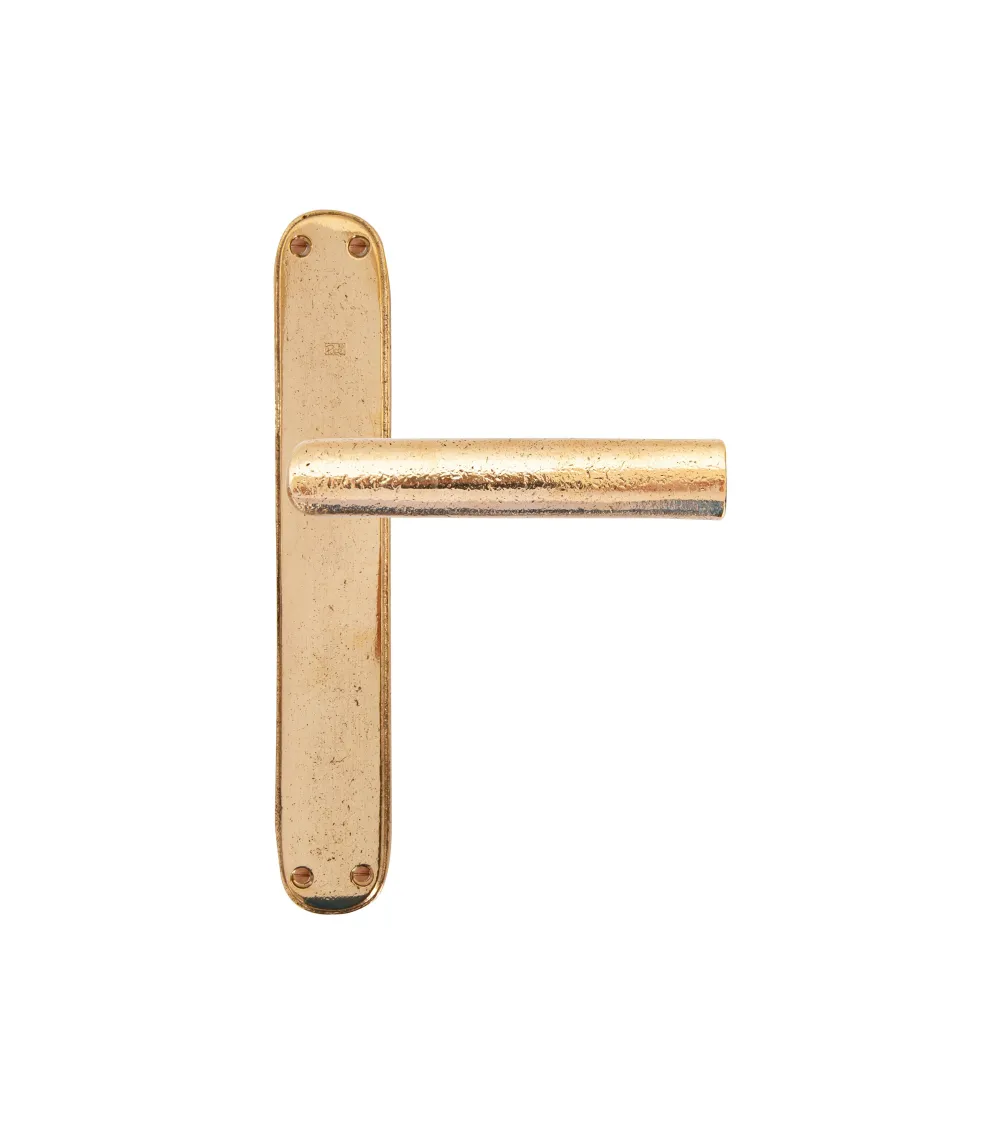 Polished gold handle on classic keyhole plate P1930/P40 - designer handle