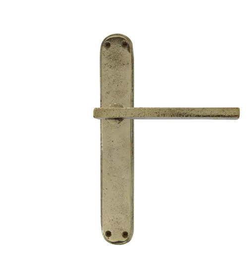 Polished gold door handle on bronze plate P2017 - designer handle