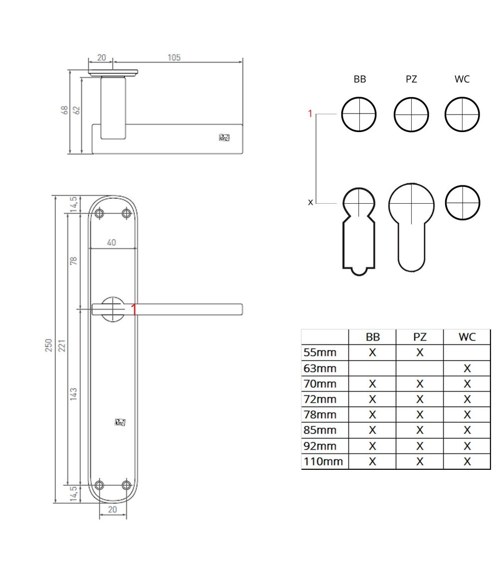 Polished brass door handle on bronze backplate P2017 - designer handle