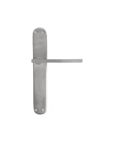 Brushed chrome door handle on bronze plate P2017 - designer handle