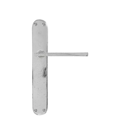 Polished chrome door handle on bronze plate P2017 - designer ironmongery