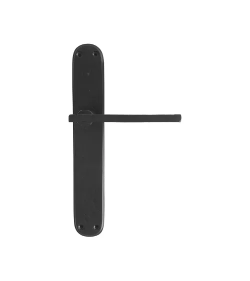 Polished chrome door handle on bronze plate P2017 - designer hardware