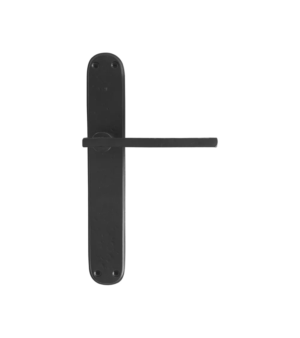 Polished chrome door handle on bronze plate P2017 - designer hardware