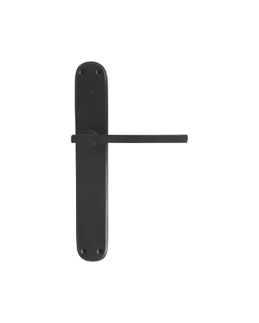 Polished chrome door handle on bronze plate P2017 - designer hardware