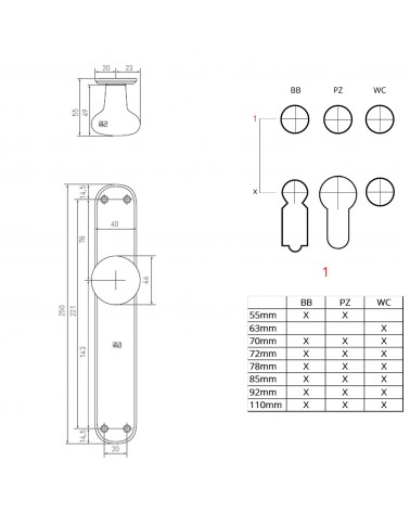 Rust door knob on P40 finger plate - designer handle