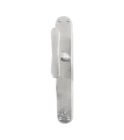 Brushed chrome door handle on original longitudinal plate PHTT 40 - designer handle