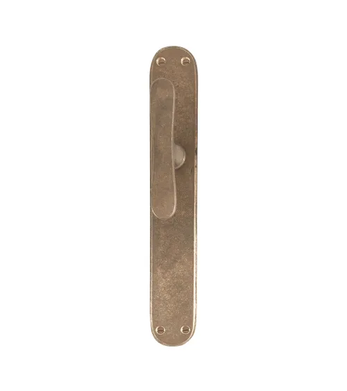 Raw bronze door handle on original longitudinal plate PHTT 40 - designer handle
