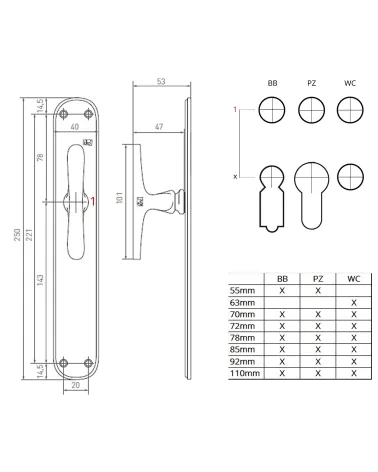 Raw bronze door handle on original longitudinal plate PHTT 40 - designer handle