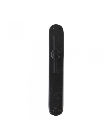 Vertical black door handle on iron plate BECDF - designer handle
