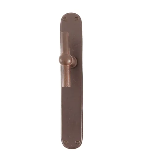 Vertical rust door handle on iron plate BECDF - designer handle