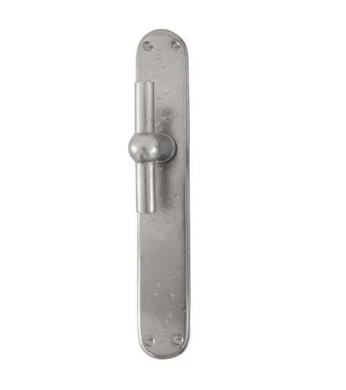 Vertical chrome door handle on iron plate BECDF - designer handle
