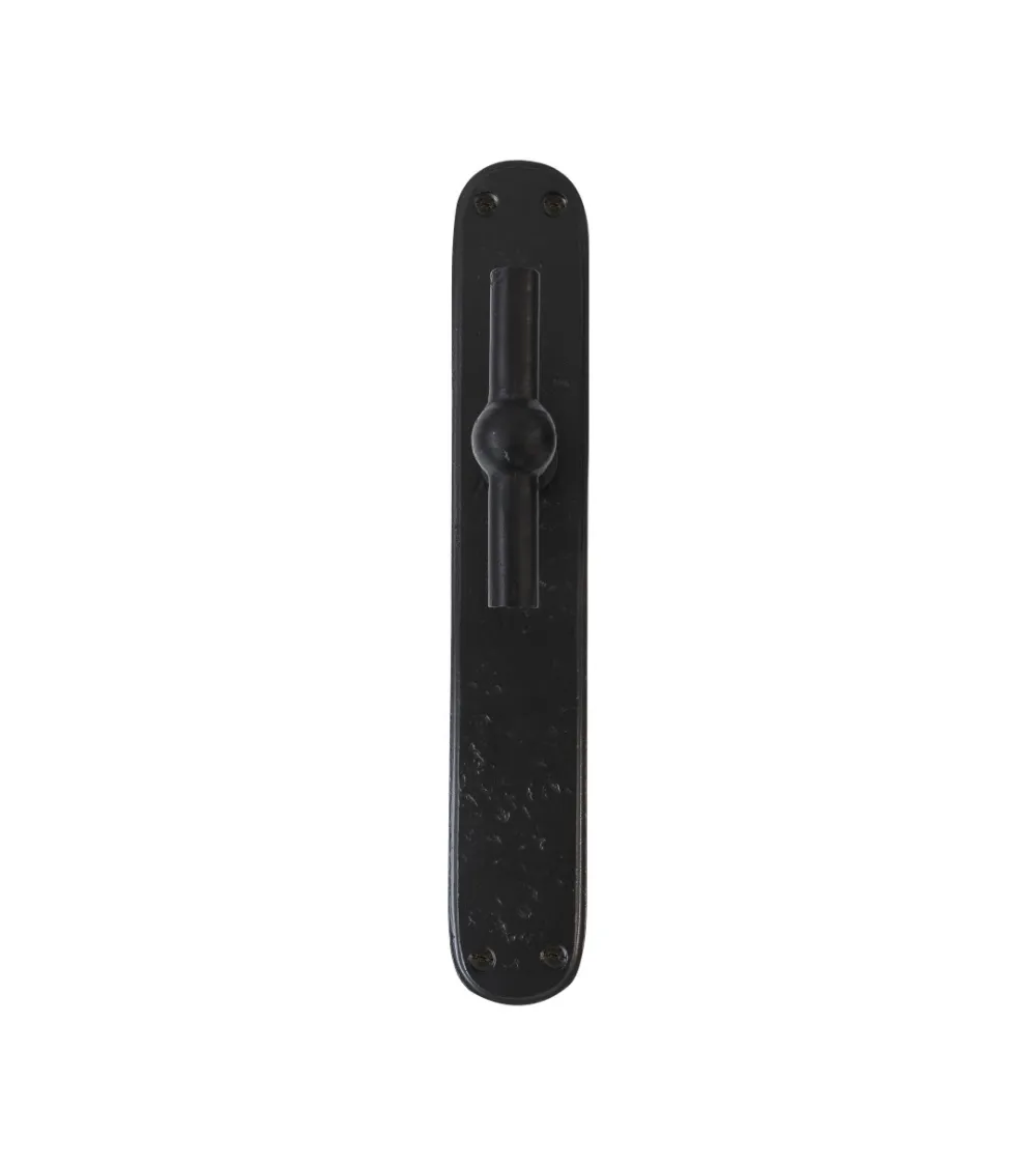 Chrome vertical door handle on BECDF iron plate - designer handle