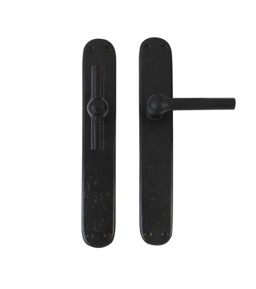 Door handle + retro-industrial vertical handle on oval iron BECDF plate - designer handle