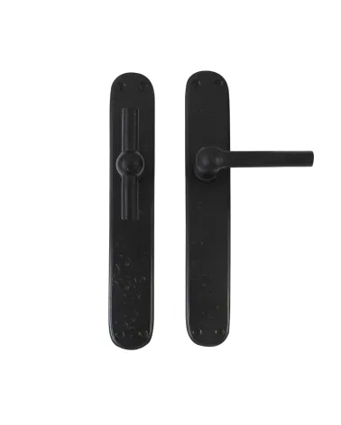 Door handle + retro-industrial vertical handle on oval iron BECDF plate - designer handle