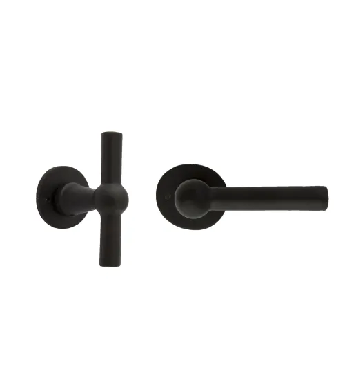 Black vertical iron door handle + handle BECDF - designer handle