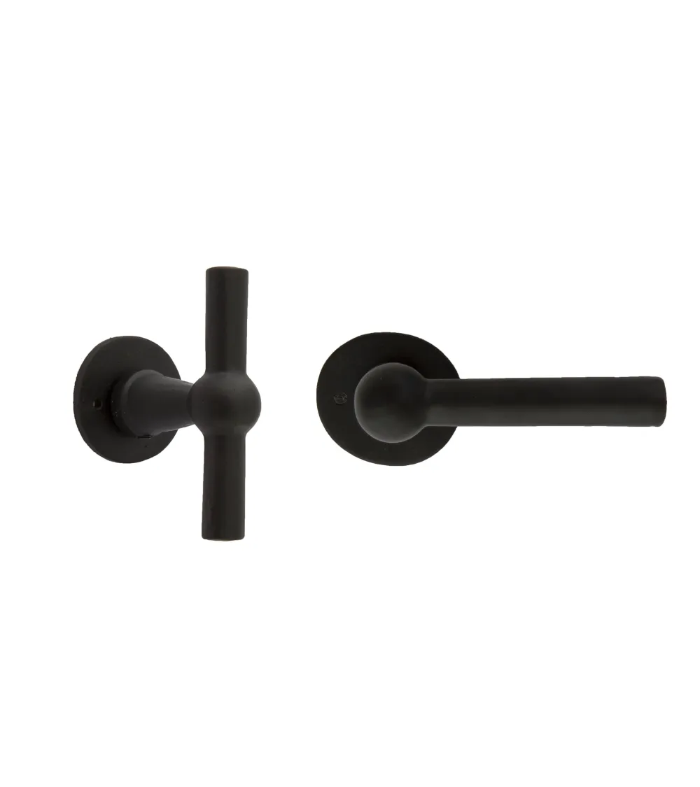 Black vertical iron door handle + handle BECDF - designer handle