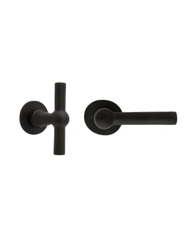 Door handle + retro-industrial vertical handle in round iron BECDF - designer handle