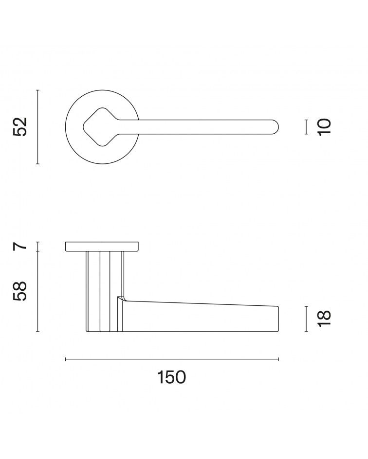 NINFEA door handle with dimensions