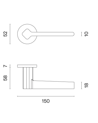 NINFEA door handle with dimensions
