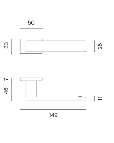 PINA door handle with dimensions