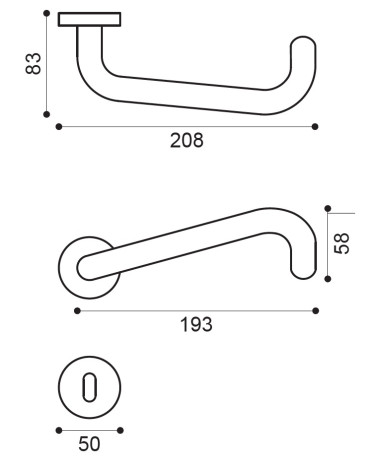 PMR Stainless Steel Door Handles, NoHand model with Copper Finish - Made in Italy
