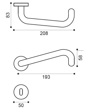 PMR Stainless Steel Door Handles, NoHand model with Copper Finish - Made in Italy