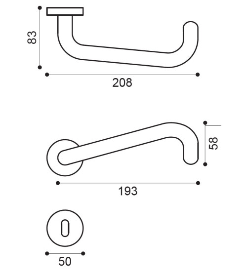 High-End Brushed Stainless Steel Door Handles for PRM - NoHand model - designer handle