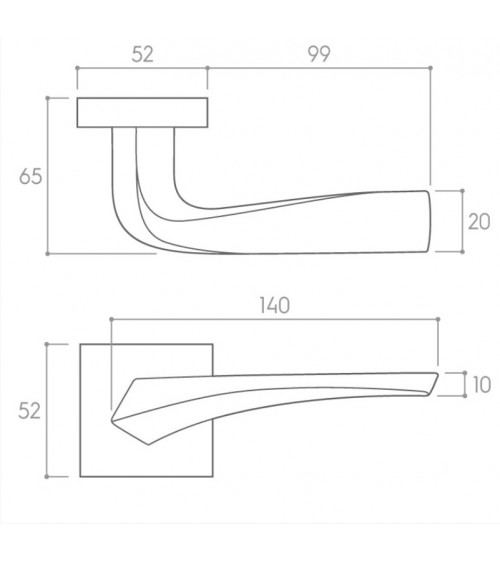 FLOW matt white door handle on square plate - designer hardware