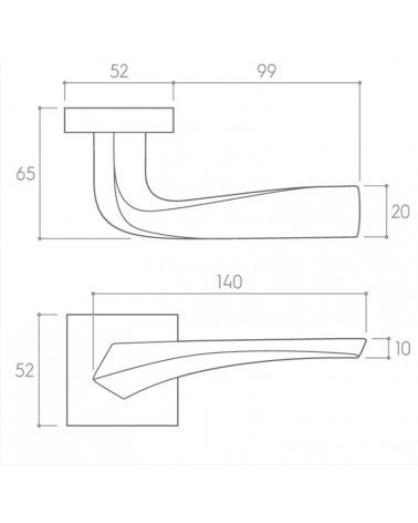 Matt white FLOW door handle on square plate - designer ironmongery
