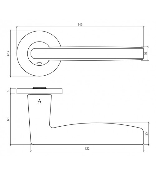 Satin chrome door handle LUNA designer handle