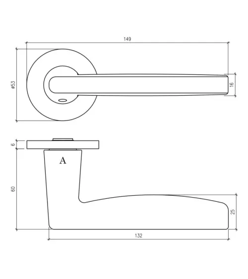 Satin chrome door handle LUNA designer handle