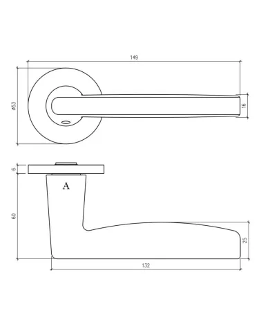 LUNA door handle with dimensions